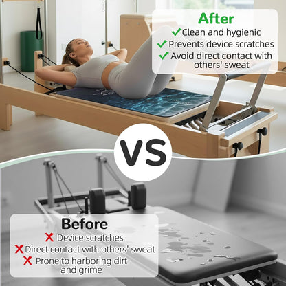 Non Slip Pilates Reformer Mat, Soft Fleece Surface Pilates Towel Mat, Pilates Mat with Multiple Equipment, Lightweight and Foldable, Wicking and Quick Drying for Yoga, Fitness