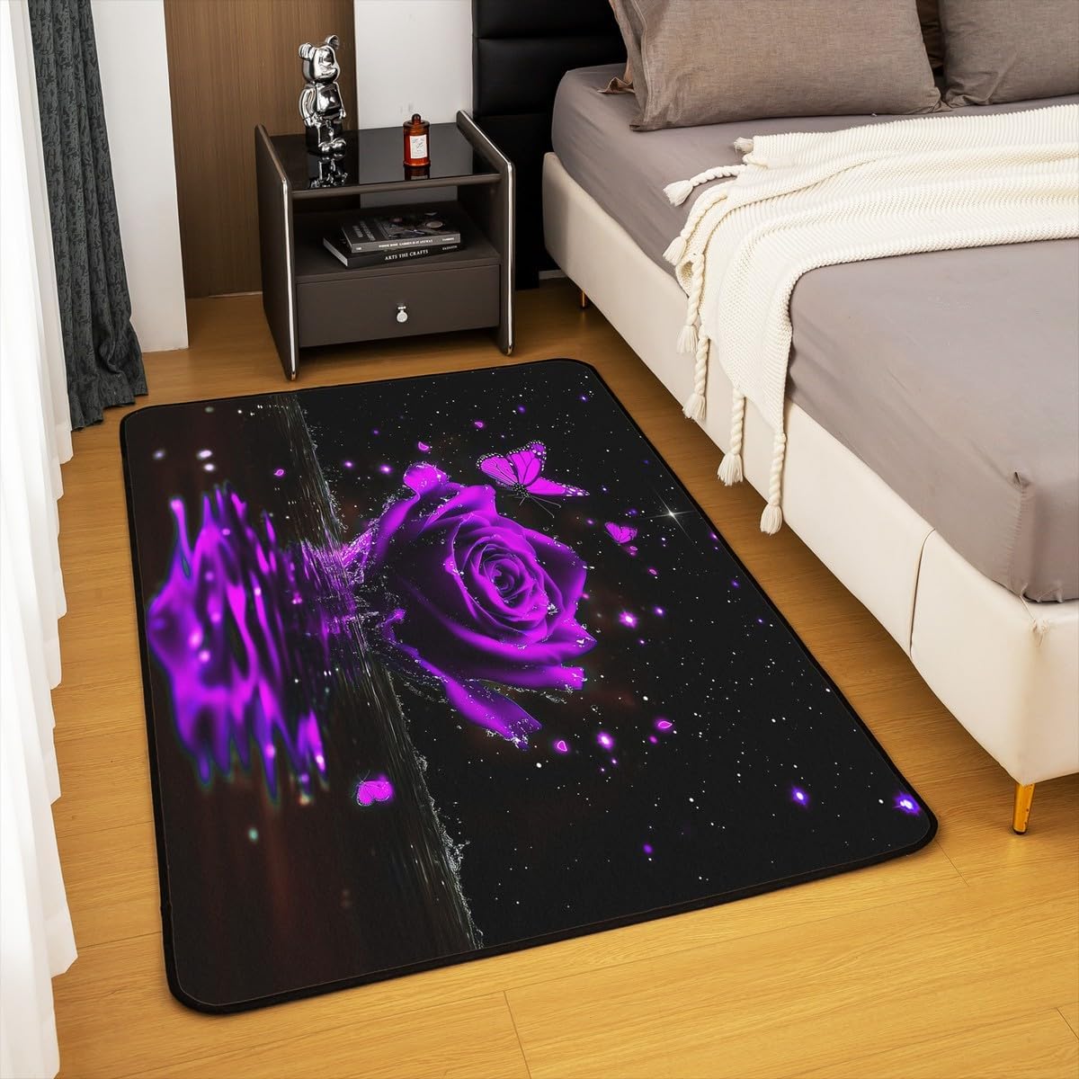 Feelyou Floral Rose Indoor Floor Mat Set,Romantic Blue Rose Rugs for Living Room Bedroom Area Rug 3x5,Boys Girls,Botanical Flower Rose Accent Rug Doormats Floor Mat for All Season