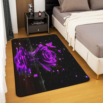 Feelyou Floral Rose Indoor Floor Mat Set,Romantic Blue Rose Rugs for Living Room Bedroom Area Rug 3x5,Boys Girls,Botanical Flower Rose Accent Rug Doormats Floor Mat for All Season