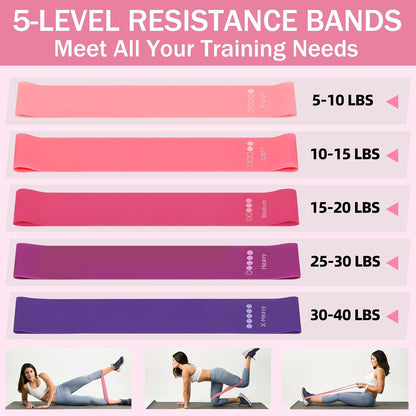 Home Pilates Essentials Kit for Women Pink Ring and Ball Pilates Set Equipment, Magic Circle with 5 Resistance Bands Premium Accessories Kits for Starter Toning Workouts at Home