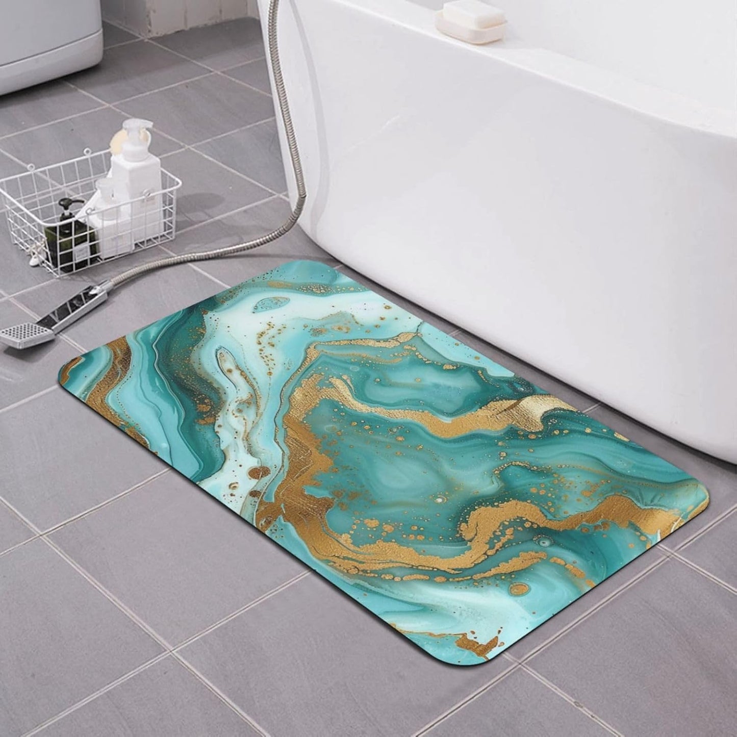 Skull Yoga Printed Rounded Corner Diatomaceous Doormat 31.5x19.7 Inch Bath Mat Rug Non Slip Shower Floor Mat, Absorbent Bathroom Rugs Mat for Anti Slip Shower Mat, Housewarming Gift