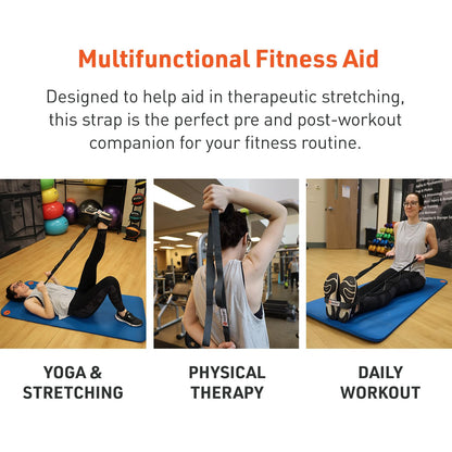 Body Sport Static Stretch Strap, 6 ft. Long - Durable Woven Tool for Home Fitness & Gym with Loops for Yoga, Stretching, Physical Therapy & Rehab