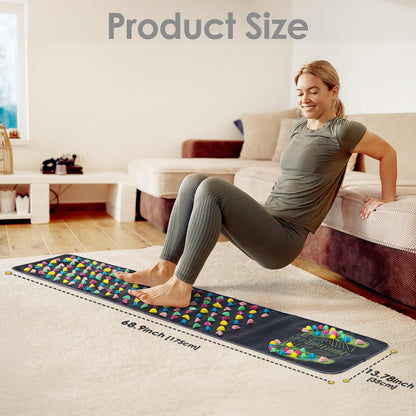 Foot Massage Mat, Reflexology Mat Walk Stone Road Foot Acupressure Mat Pressure Point Massage Acupoint Mat for Long Sitting Elderly Students and Office Workers (68.9 x 13.78 Inches)