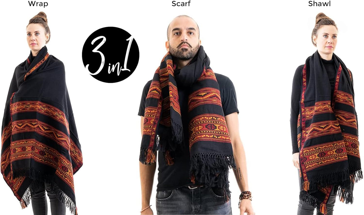 Meditation Shawl or Blanket, Exotic Shawl/Wrap, Oversize Scarf or Stole. Unisex