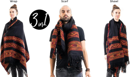 Meditation Shawl or Blanket, Exotic Shawl/Wrap, Oversize Scarf or Stole. Unisex