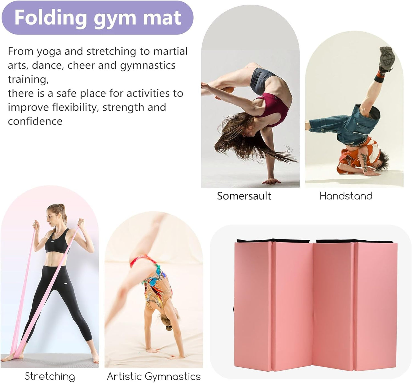 Yoga Mat Thick 2 Inch Workout Flooring for Home Gym - Exercise, Gymnastics, Tumbling, Pilates, Dance Equipment - Foldable Foam Play Mat for Kids and Adults