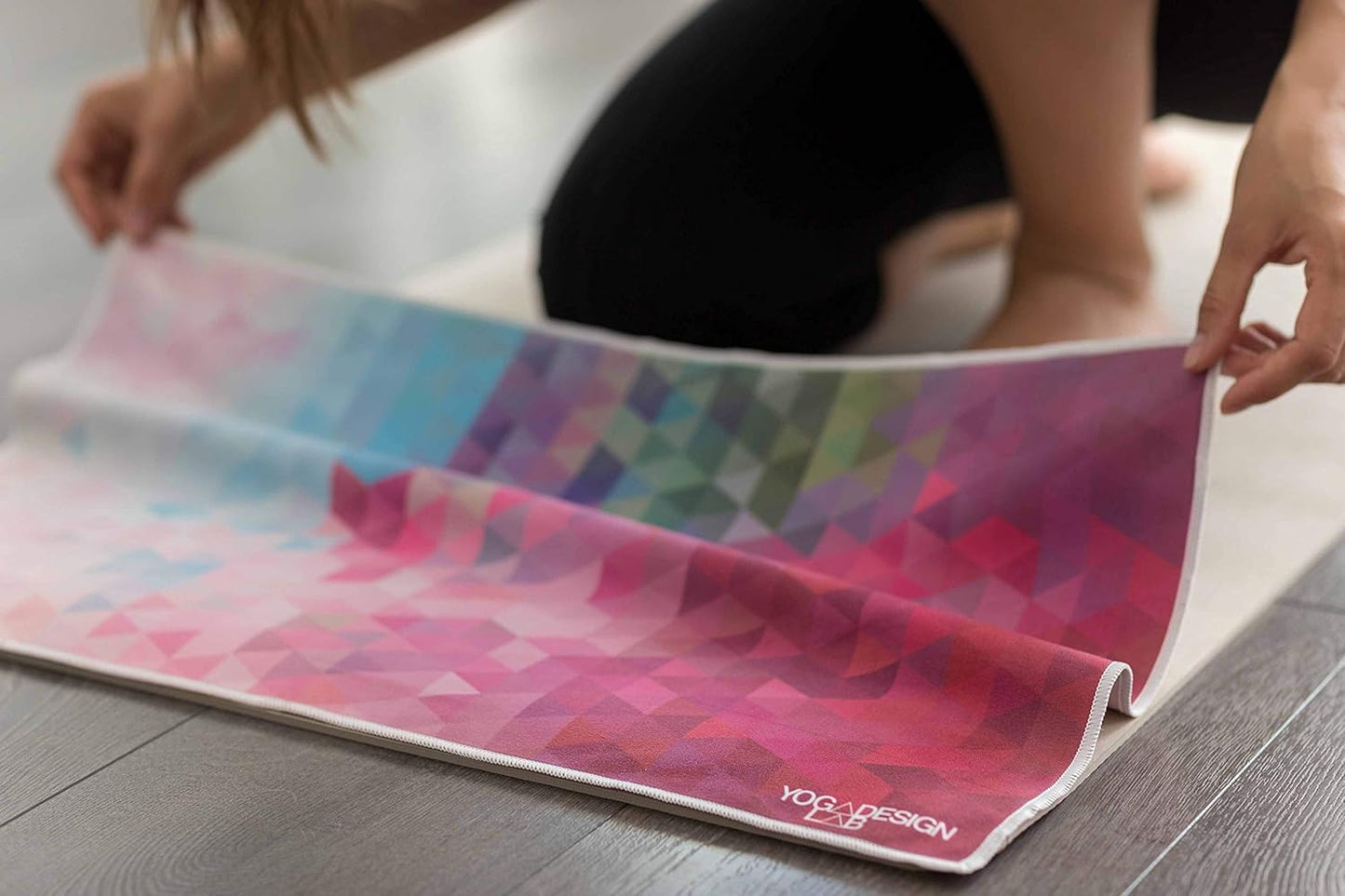 yogadesignlab | The Hand Towel | Premium Non Slip Hand Towel | Designed in Bali | Colorful Eco Printed + Quick Dry + Soft | Hot Yoga, Bikram, Ashtanga, Sport, Barre, Travel (Tribeca Sand)