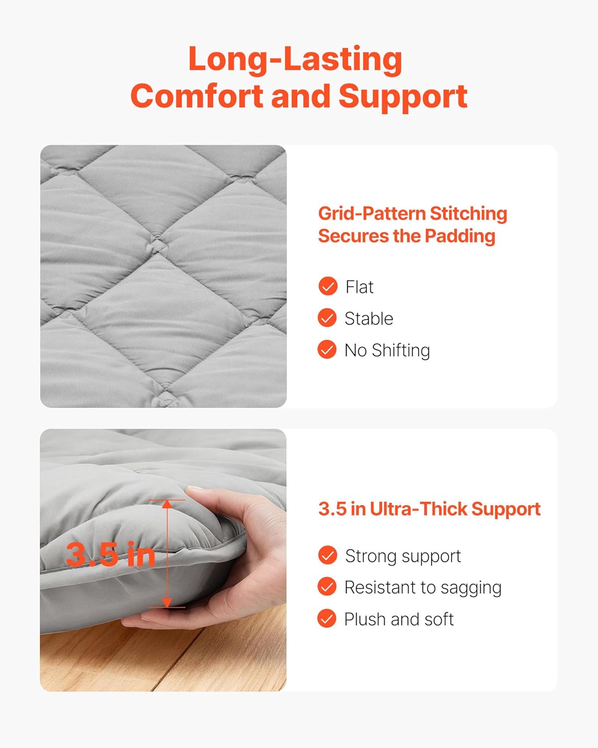 VEVOR Japanese Floor Mattress, Futon Mattress, 100% High Density Comfortable Foam, Foldable Tatami Mat with Storage Bag, Sleeping Pad for Camping Dormitory Yoga