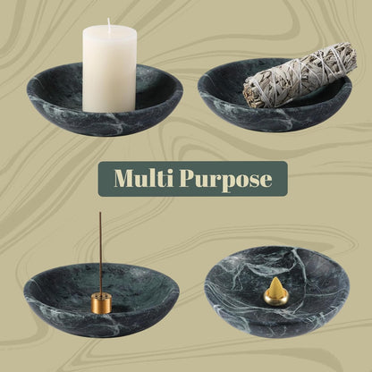 Koville Natural Marble Incense Holder, Incense Holder for Sticks with 9 Holes, Handmade Incense Burner Ash Catcher for Meditation Yoga SPA, Balsam Fir/Palo Santo/Sage/Cone (RoyalBeige)