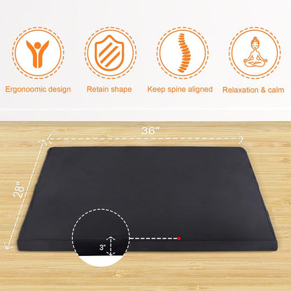 Zabuton Meditation Mat (36"×28"×3") Luxurious Meditation Cushion for Kneeling Sitting Large Floor Pillow Zafu/Bench-Washable Cotton Cover 100% Organic Cotton Filling (Green)