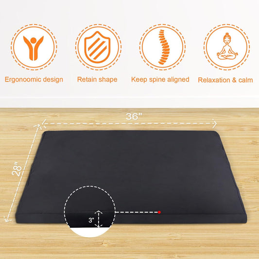 Zabuton Meditation Mat (36"×28"×3") Luxurious Meditation Cushion for Kneeling Sitting Large Floor Pillow Zafu/Bench-Washable Cotton Cover 100% Organic Cotton Filling (Green)
