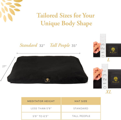 Organic Meditation Mat Zabuton/Floor Pillow - 3 & 4 Inch Thickness Options - Prevents Knees & Legs Pain