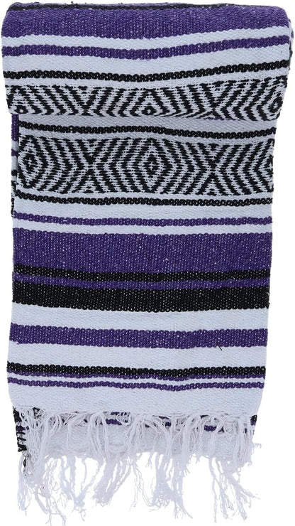 BlackCanyon Gear Falsa Blanket Rolled Cotton Blend OL124 Mexican Style Saddle Yoga Beach Blanket Aztec Throw Colorful Serape - 4FT x 6FT