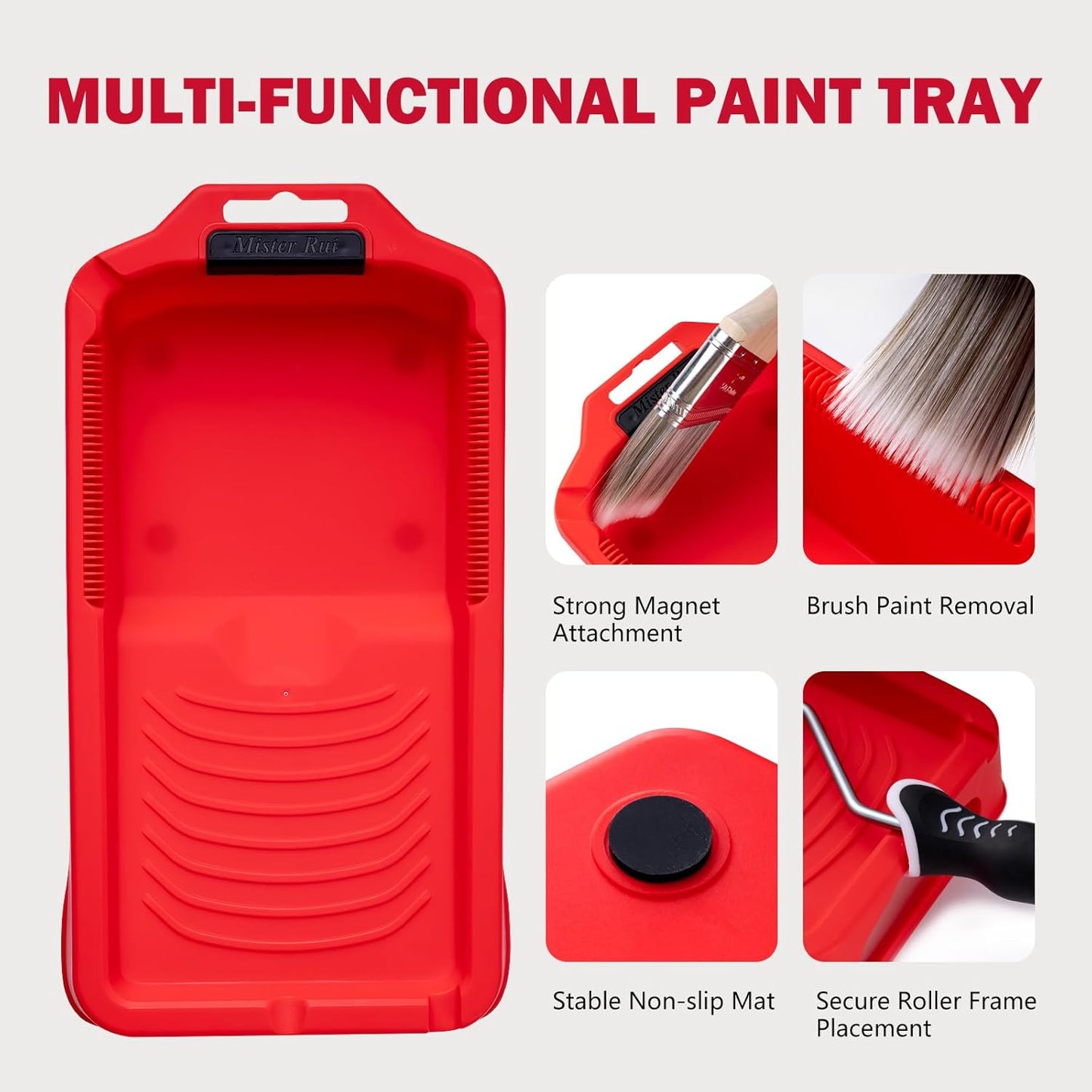 Mister Rui 4 Inch Foam Paint Roller Kit, 8 Pack - Mini Roller Set with 4” Small Roller Covers, Frame, Tray & Liner for Smooth Painting on Walls, Trim, Furniture, Home DIY Projects
