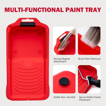 Mister Rui 4 Inch Foam Paint Roller Kit, 8 Pack - Mini Roller Set with 4” Small Roller Covers, Frame, Tray & Liner for Smooth Painting on Walls, Trim, Furniture, Home DIY Projects