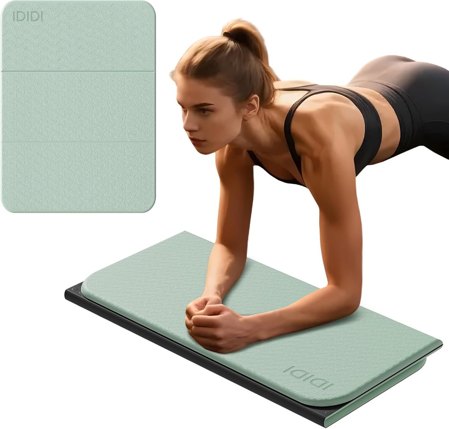 Foldable Exercise Pad for Gym or Home Use, (1.2" x 14"x 24"）Extra Thick and Wide Multi-Functional Knee Pad Cushion & Push Up Mat for Man Woman Kids, Non-Toxic POE Kids Yoga Mat, Lightweight Elbow Cushion for Yoga, Pilates