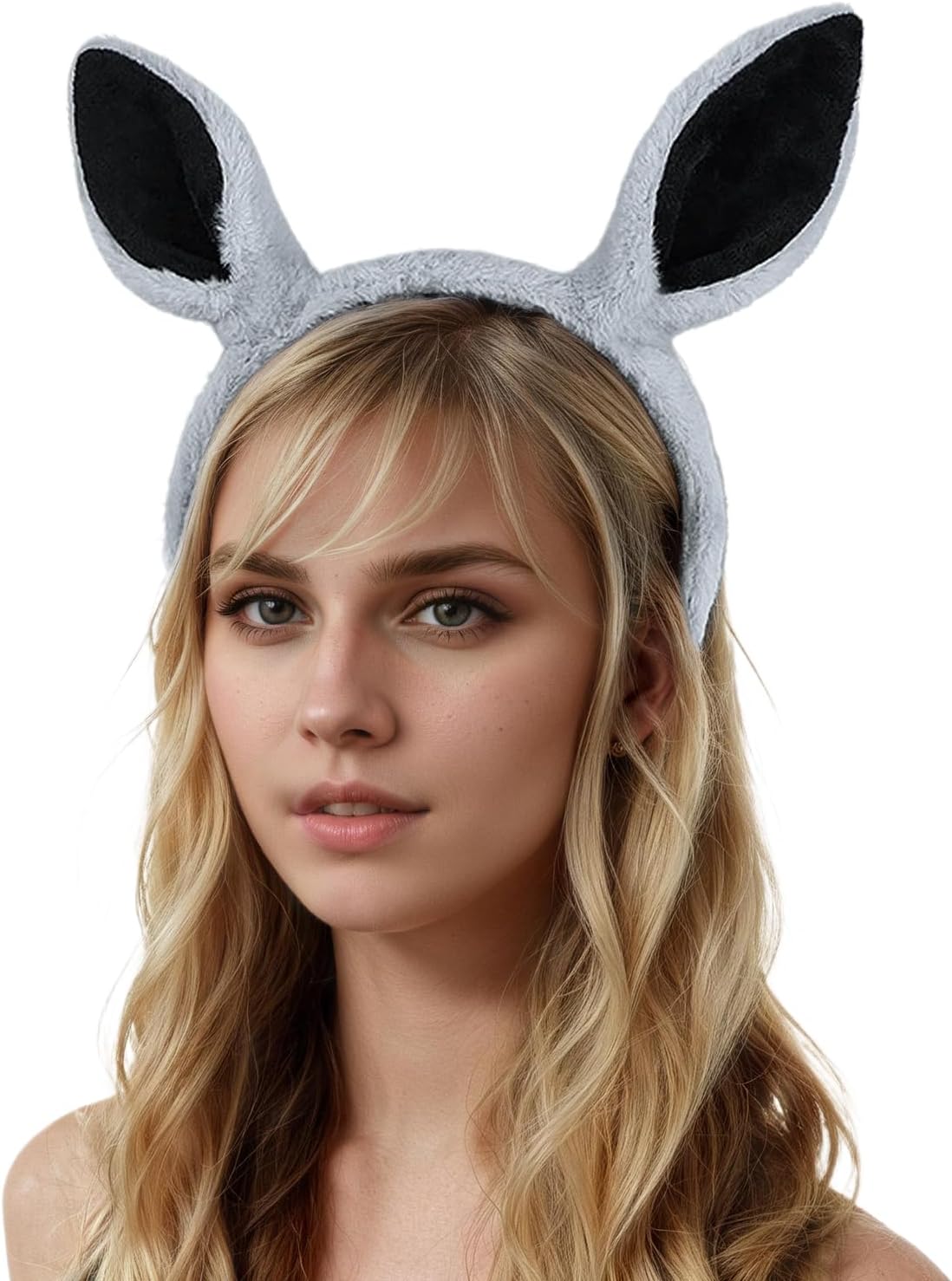 IPENNY 2 Pcs Womens Plush Animal Ears & Horns Headband Halloween Costume Hairbands Cartoon Headbands for Cosplay Makeup, Yoga