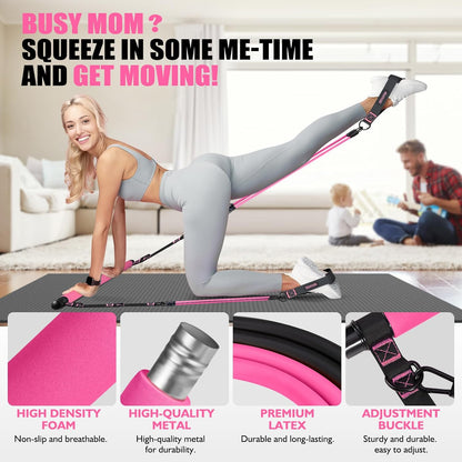 KUTIZE Pilates Bar Kit with Resistance Bands, Pilates Equipment, Multifunctional Pilates Bar for Women & Men, Pilates kit for Hip, Back, Arm, Full-Body Workouts, Home Gym Strength Training Equipment