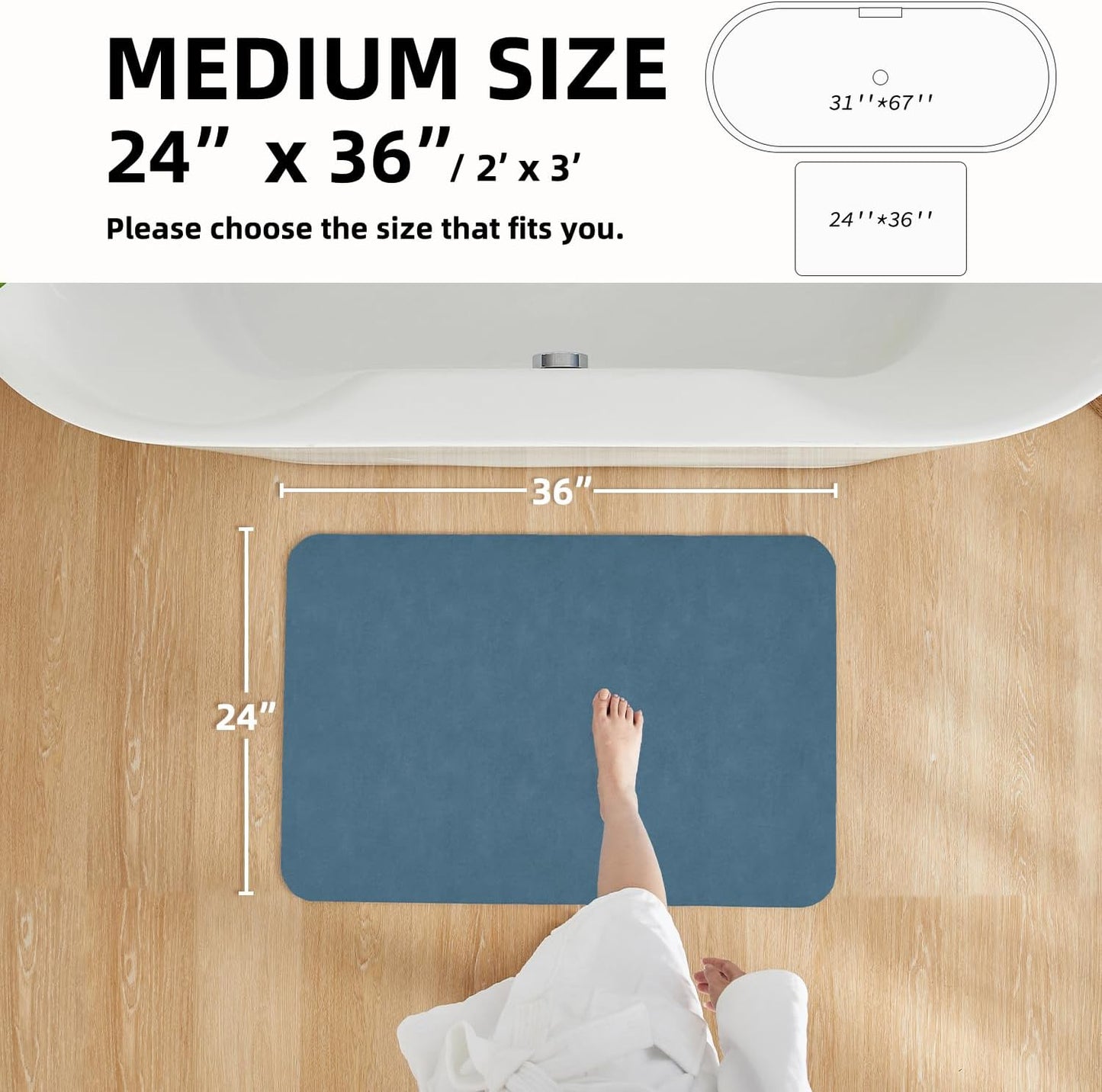 TYUU Bath Mat, Bathroom Rugs Non Slip Washable Thin Absorbent Quick Dry Bath Mat Fits Under Door Bathroom Floor Mat Perfect for Bath, Shower, or Sink 24"x36" Dark Grey