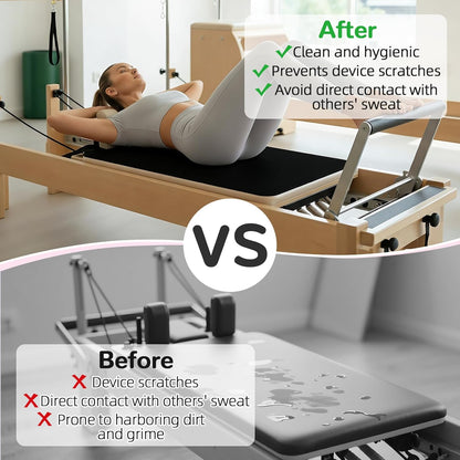 Non Slip Pilates Reformer Mat, Soft Fleece Surface Pilates Towel Mat, Pilates Mat with Multiple Equipment, Lightweight and Foldable, Wicking and Quick Drying for Yoga, Fitness