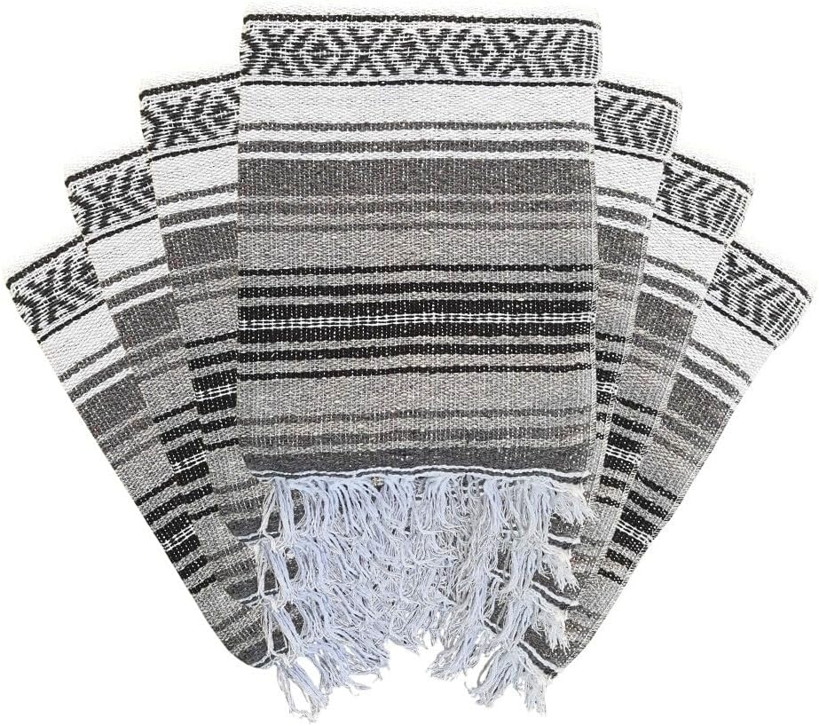 Open Road Goods Bulk Falsa Blankets - Handwoven Authentic Mexican Falsa - Great for Weddings, Yoga, Beach, Picnics, or Mexican Throw! (Tan, 7 Pack)