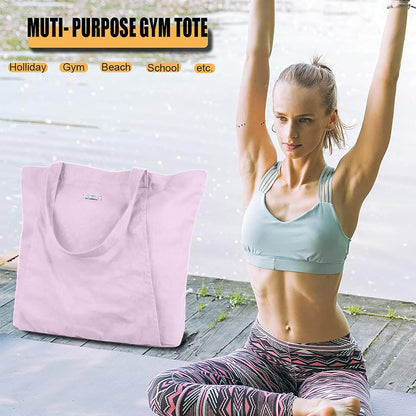 Yoga Mat Bag for Women, 100% Cotton Canvas Tote with Wet/Dry Pocket, Bottle Holder and Inner Zipper Pocket, 25L Carrier for Pilates and Travel
