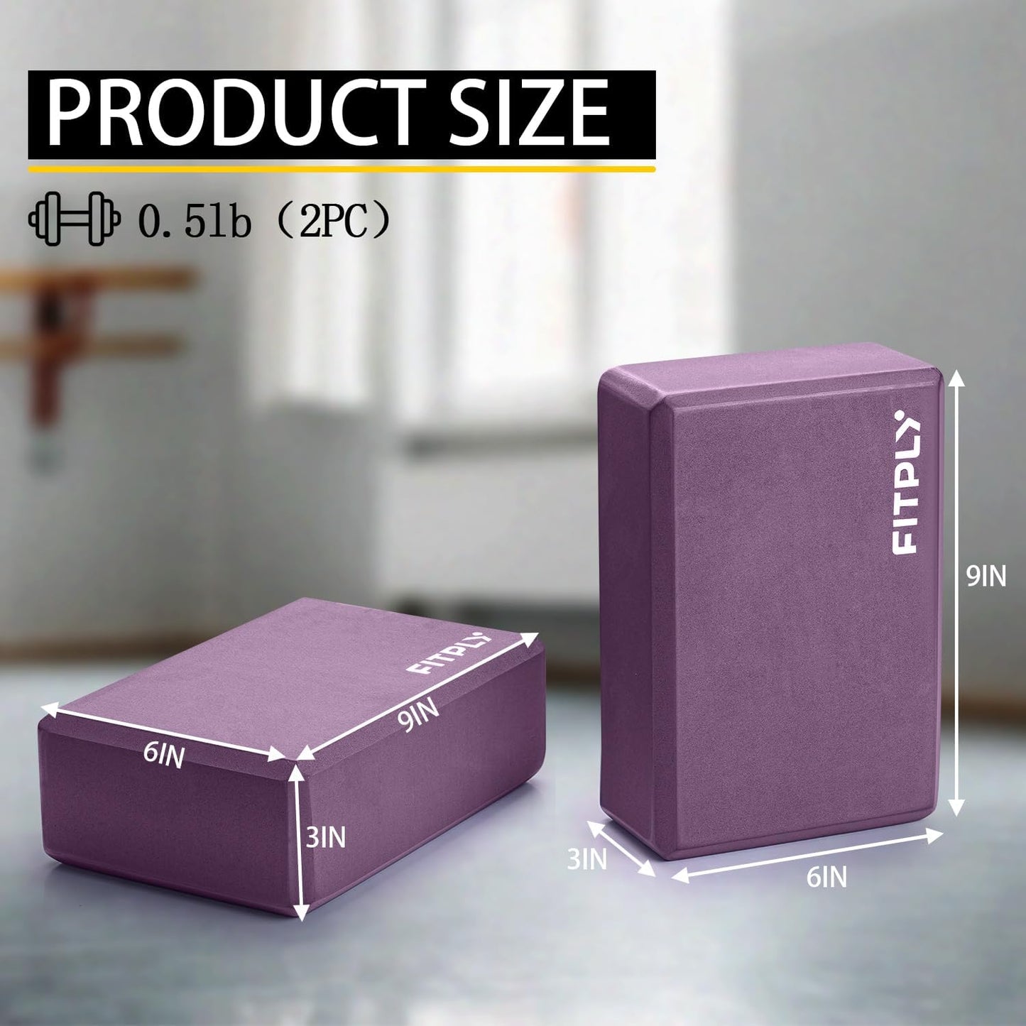 Yoga Blocks 2 Pack - Non-Slip Yoga Brick & Foam Blocks Yoga Set, High-Density Pilates Block for Stretching, Meditation, and Exercise Blocks Foam, Ideal for Deep Poses