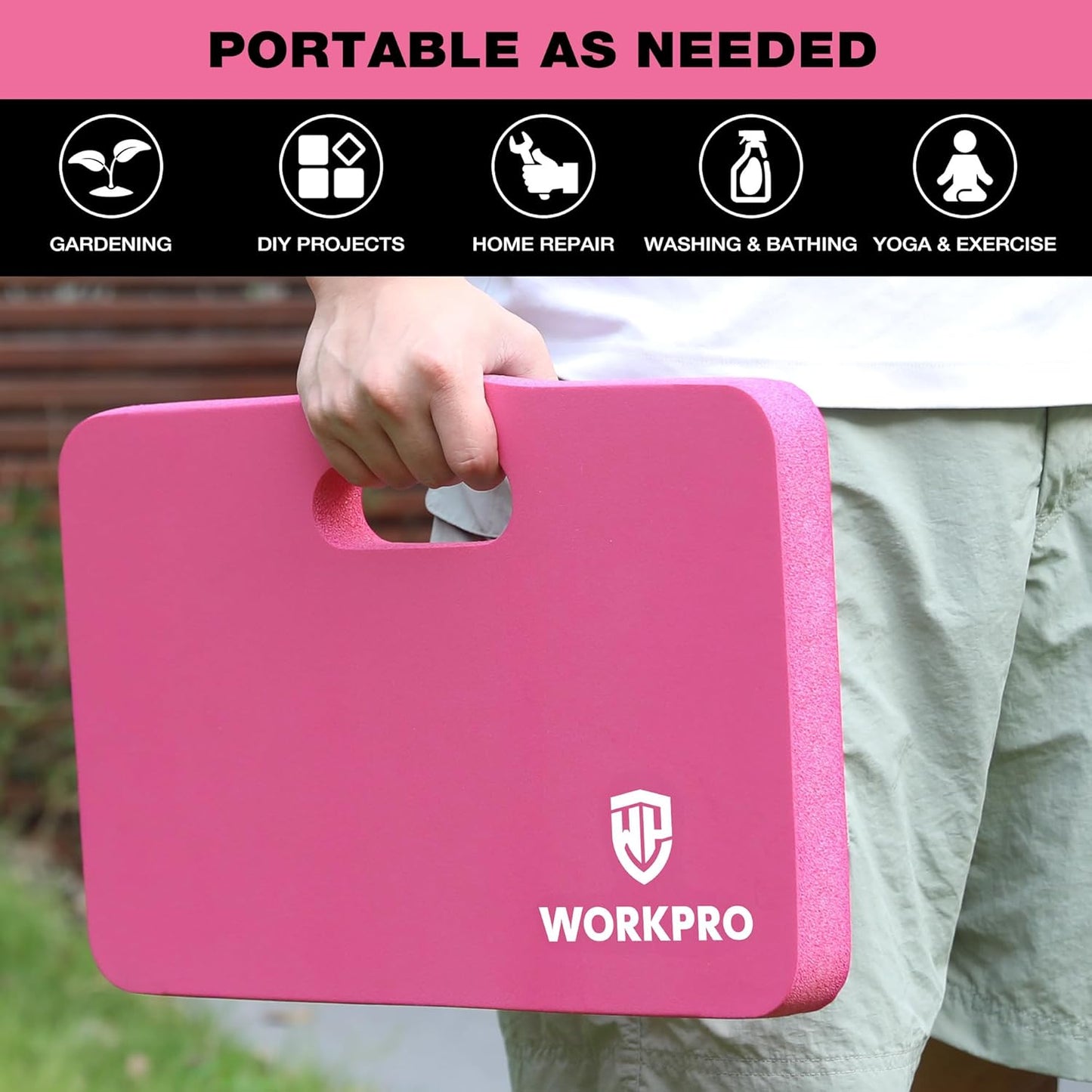 WORKPRO Extra Thick Kneeling Pad, Soft NBR Foam Cushioning for Knee, Large Foam Kneeler Mat for Gardening, Bathing Baby, Exercise, Workout Supplies, 17.5 x 11 x 1.5 in, Black