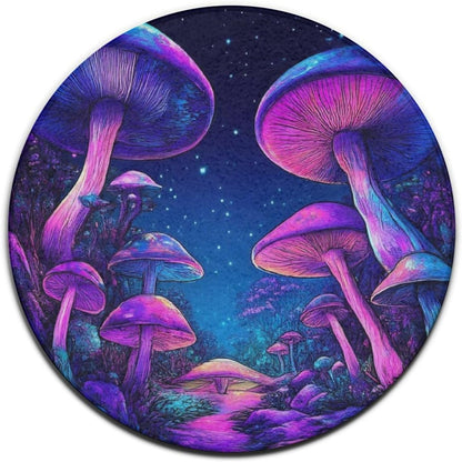 Machine Washable Modern Round Area Rug, Room Sofa Yoga Soft Round Carpet, Home Decor Non Slip Kitchen Office Circle Rug Trippy Rainbow Mushroom Tie Dye Art, 60inch