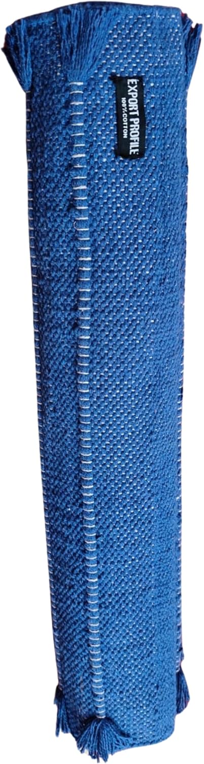 Indian Handmade100 % Organic Anti Skid Multi Colour Cotton Yoga Mat - Eco-Friendly Hand-Woven Rug - Non-Slip & Thick (24”x72”x5mm) for Hot yoga & Everyday Fitness at Home - Comfortable & Foldable Extra-Long Mat