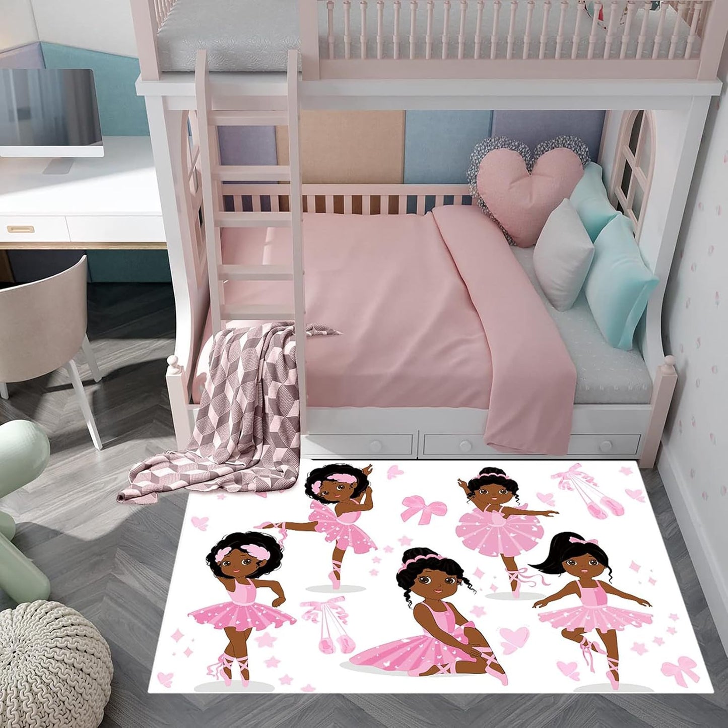 Black Girl Area Rug for Bedroom African Black Girls Floor Rugs for Living Room Playroom Cartoon Art Home Decor Soft Yoga Mats for Women Afro Purple 47" x 31" (2.7 x 3 Feet)