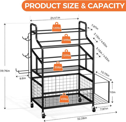 HavenlyYouth Dumbbell Rack, Home Gym Weight Rack Storage, Adjustable Dumbbell Stand Organizer with Wheels, Holds Dumbbells, Kettlebells, Yoga Mats