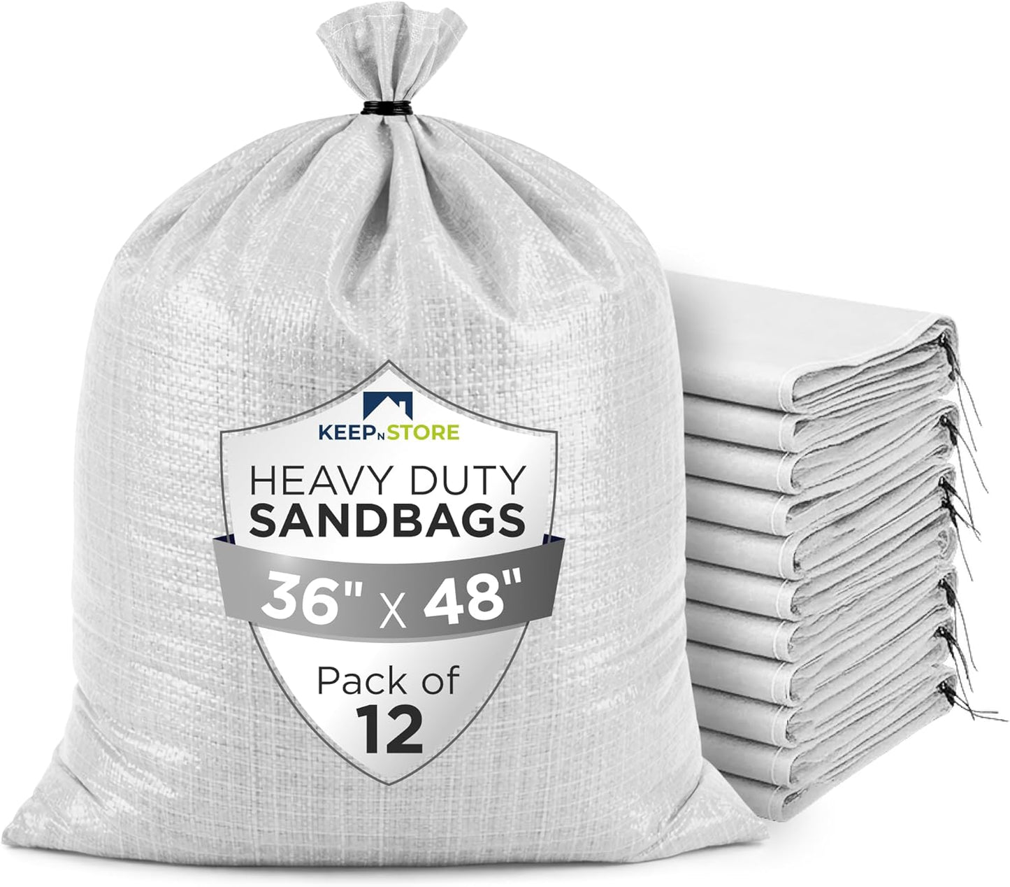 Heavy Duty Sand Bags Pack of 3, White Empty Sandbags with Built-In Ties, Woven Polypropylene UV Protection 1600 Hours, Fillable Sand Bags for Flood Control, Weight, 10x14 inches, 15 Pounds Volume