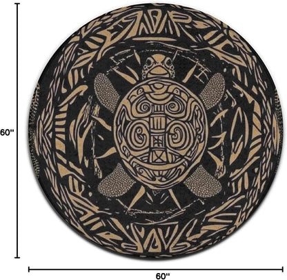 Room Sofa Yoga Soft Round Carpet, Home Decor Non Slip Kitchen Office Circle Rug, Machine Washable Modern Round Area Rug Beach Turtles, 60inch