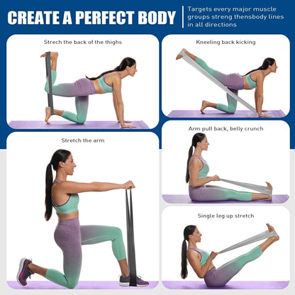 HPYGN 3 Levels Non-Latex Exercise Bands for Physical Therapy & Yoga, Professional Resistance Bands Set for Working Out, Strength Training, Pilates & Rehab, TPE Elastic Stretch Bands for Seniors, Women