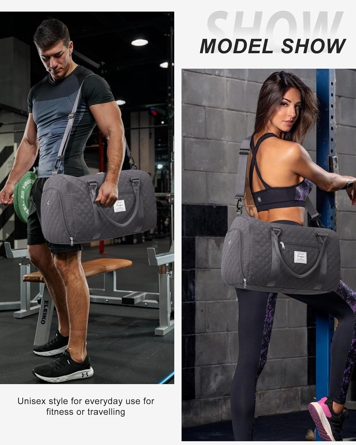 Gym Bag Womens Mens with Shoes Compartment and Wet Pocket Travel Duffel Bag for Women for Plane Sport Gym Tote Bags Swimming Yoga Waterproof Weekend Overnight Carry on Bag Hospital Holdalls - Colors B