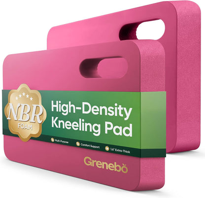Grenebo High-Density NBR Foam Garden Kneeling Pad, 1.6" Extra Thick Gardening Pads for Kneeling, Ultra Soft Kneeling Pads for Gardening, Work, Exercise, Yoga, 17.3×11×1.6 in (2, Pink Purple)
