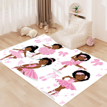 Black Girl Area Rug for Bedroom African Black Girls Floor Rugs for Living Room Playroom Cartoon Art Home Decor Soft Yoga Mats for Women Afro Purple 47" x 31" (2.7 x 3 Feet)