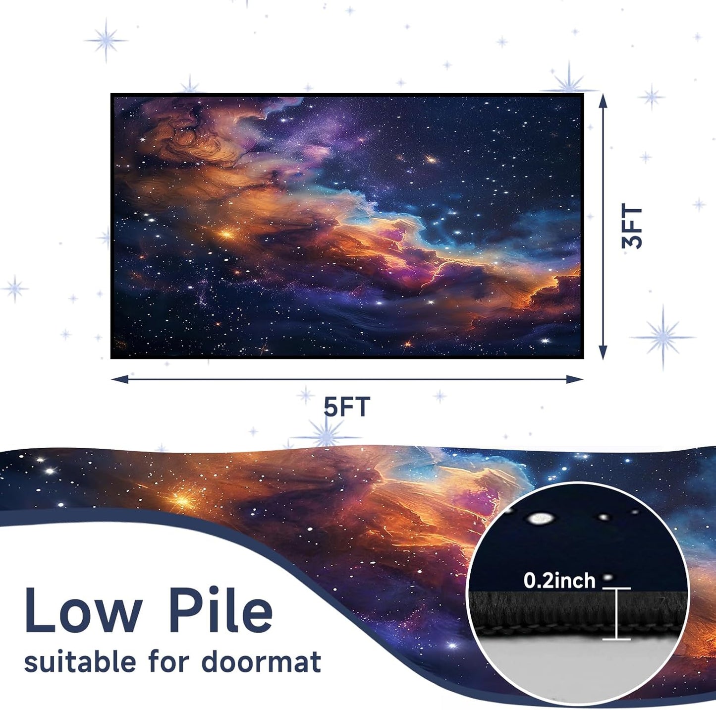 5'x7' Galaxy Rug Bedroom Living Room Gaming Area Rugs Nebula Throw Rugs Yoga Floor Mat Carpet,63"x83"