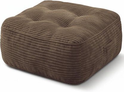 11" Thick Washable Floor Pillow for Adults, Yoga & Meditation Cushion with Handle, Square Large Pillows Seating with Removable Tufted Corduroy Cover for Tatami Living Room Board Games, Blind Shape