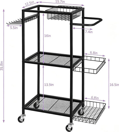 Workout Equipment Storage Rack Metal Yoga Mat Storage Rack, Weight Cart Home Gym Storage Rack with Wheels for Dumbbells, Yoga Mats, Kettlebells, Foam Rollers