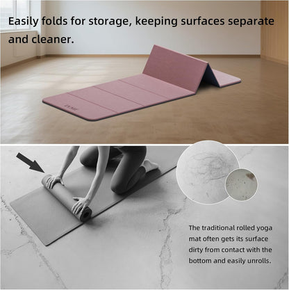 Foldable Yoga Mat 0.32 inches Thick(8mm), SGS Certified POE Material, Non Slip, 71 x 24 inches, Foldable for Travel, Pilates, Camping, Environmental Sports Mat, Odorless