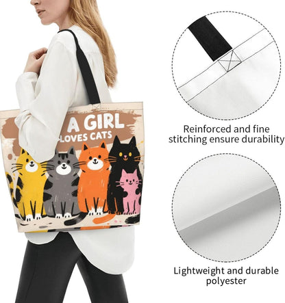 Tote Shoulder Bag Large Durable Reusable Eco-friendly Handbag Lightweight Stylish for Daily Use-19.7x15.7x5.9 Inch - Colors A