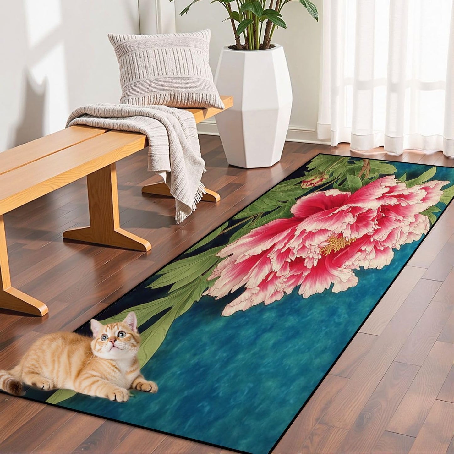 Runner Rug Washable 2x8 Leopard Print Seamless Leopard Skin Fashionable Cheetah Fur Non-Slip Hallway Area Rug Indoor Outdoor Home Decor for Entryway Bathroom Kitchen Carpet Yoga Floor Mat