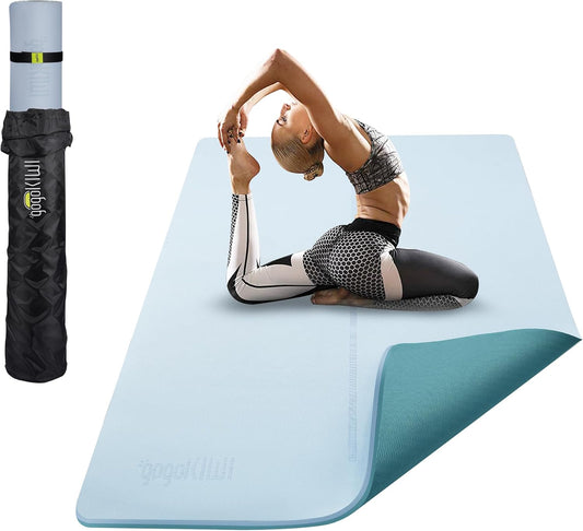 Gogokiwi Large Yoga Mat (6'x4') – 1/4" & 1/2" Thick Exercise Mats for Home Workout, Extra Wide Workout Mats for Home Gym, Yoga, Pilates, Stretching, Floor & More