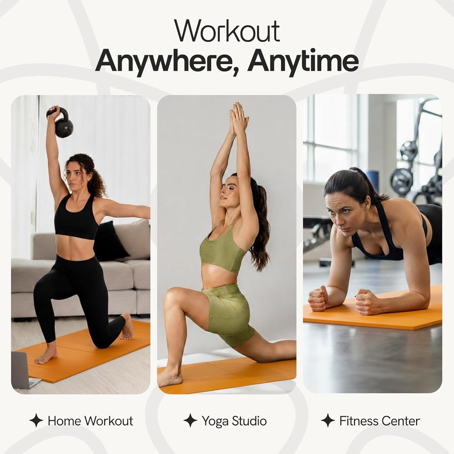 Folding Yoga Mat, TPE Folding Yoga Mat, Foldable Exercise Mat for Yoga, Pilates, Floor Workouts, Compact Design, Travel Friendly, Ideal for Home & Gym, Knee pad, Kneeling pad, No Roll Mat
