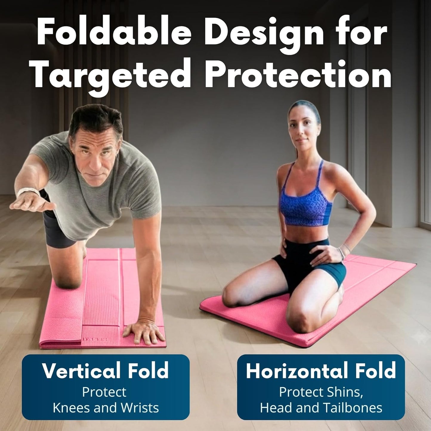 Foldable Yoga Mat Thick, in 6 Combinations; Greater Support and Protection for Joints, Body Alignment System, and Sections for Hands and Feet. Non-slip texture and water-resistant