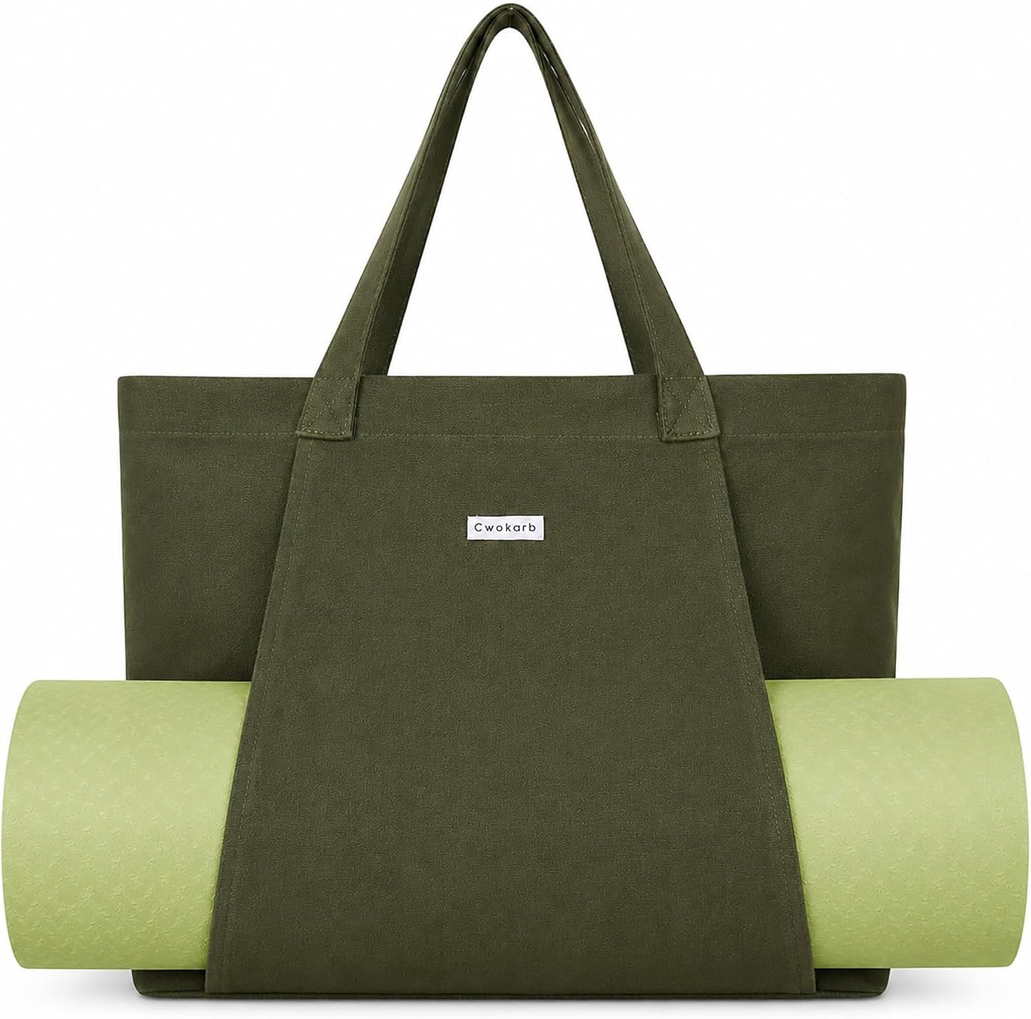 Yoga Mat Bag for Women, 100% Cotton Canvas Tote with Wet/Dry Pocket, Bottle Holder and Inner Zipper Pocket, 25L Carrier for Pilates and Travel