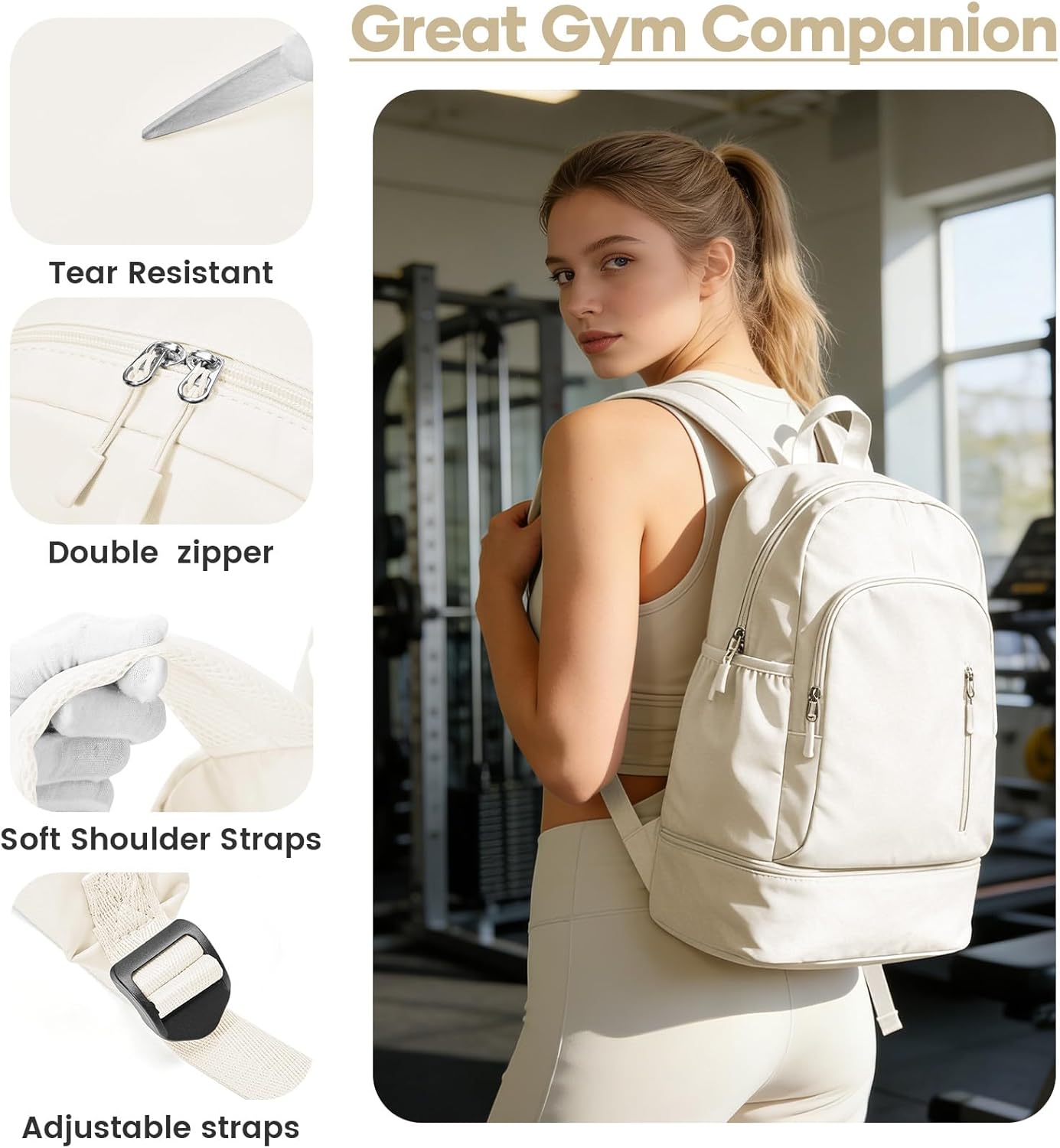 Gym Backpack for Women Men, Dance Backpacks With Shoe Compartment, Sports Back pack For Yoga Fitness Beach Hiking Sports(Green)
