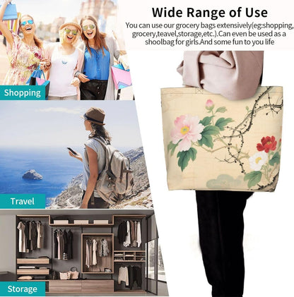 Tote Shoulder Bag Large Durable Reusable Eco-friendly Handbag Lightweight Stylish for Daily Use-19.7x15.7x5.9 Inch - Colors A